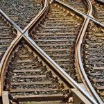 Railroad tracks diverging
